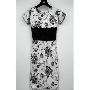 Tatyana 1940's Inspired White & Black Rose Floral Cocktail Dress Size XSsmall